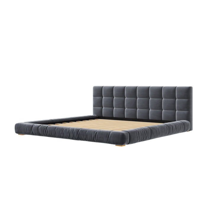 Upholstered Platform Bed Frame With Tufted Headboard