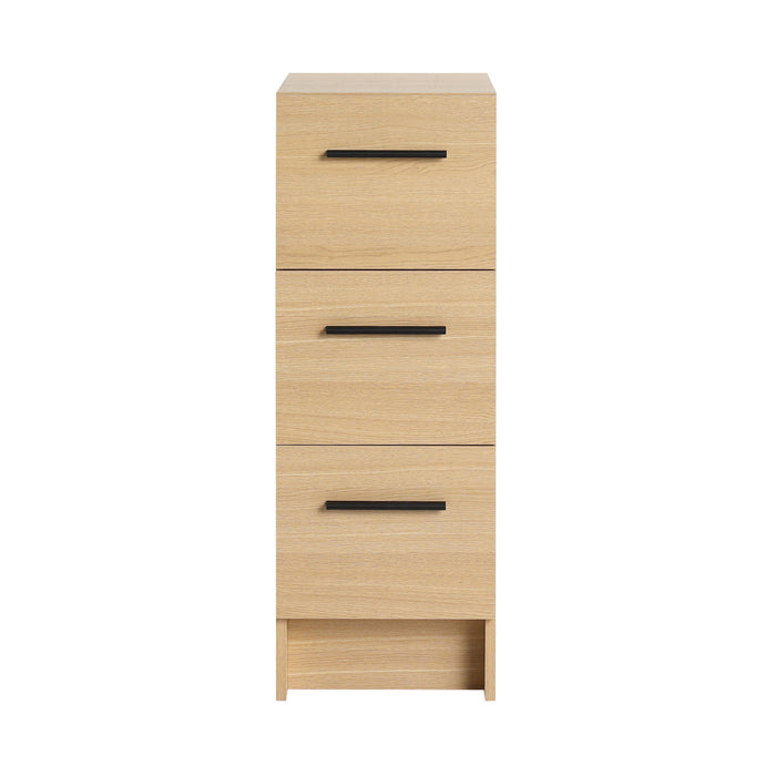 Slim Freestanding Bathroom Storage Cabinet, 3 Drawers - Light Oak