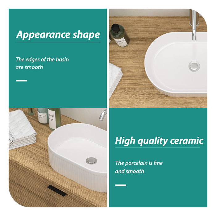 Vessel Oval Bathroom Sink - White