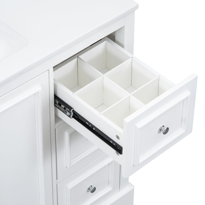 Bathroom Vanity With Sink, Soft-Close Doors, Adjustable U-Shelf, 3 Drawers