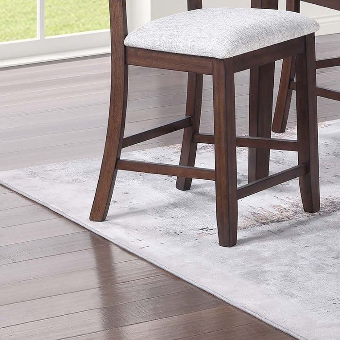 6 Piece Counter Height Dining Set Table With Storage Ladder Back Chairs And Bench - Walnut