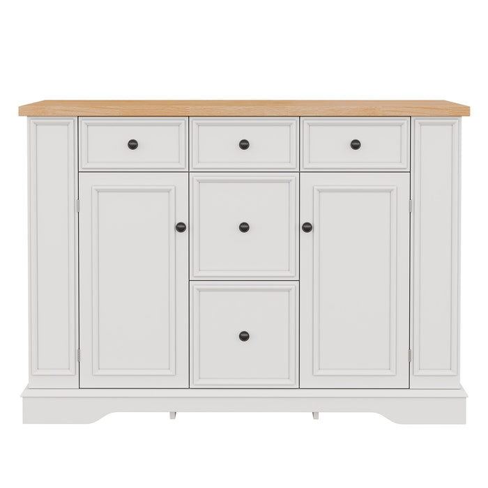 Sideboard Buffet Cabinet With 5 Drawers, 2 Cabinets, Adjustable Shelves