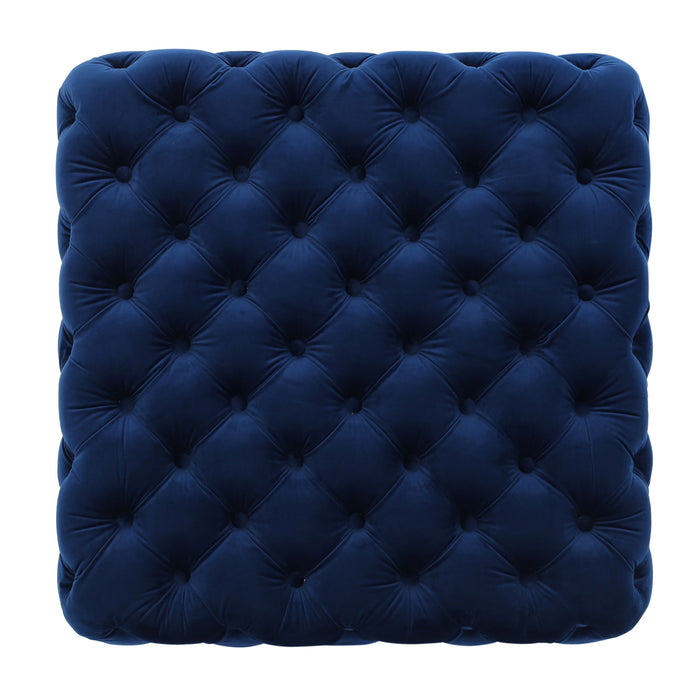 Modern Glam Ottoman With Velvet Upholstery And Button Tufted Design