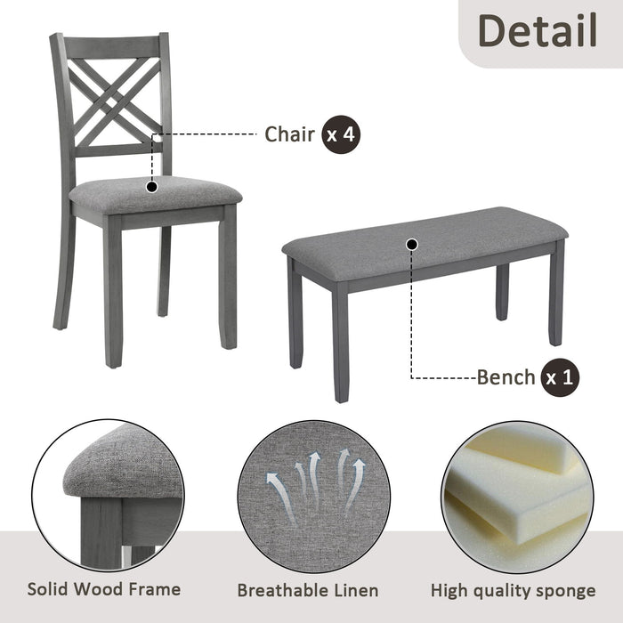 Kitchen Dining Set, Rectangular Dining Table & Upholstered Chairs