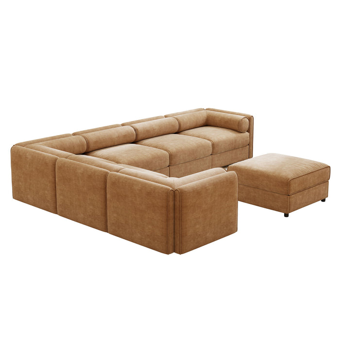 Contemporary Elegant White Chenille Sofa With Storage And Ottoman