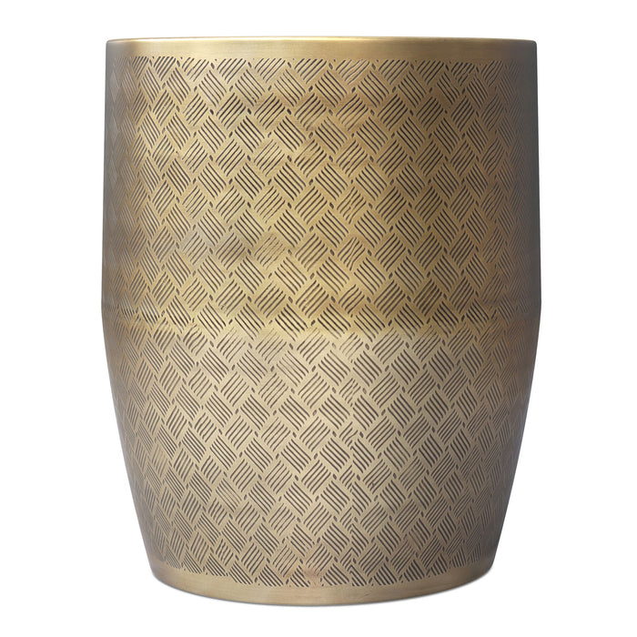 Johnsen - Cross Hatch Pattern Accent Table - Antique Gold