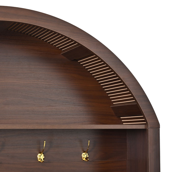Arched Top Hall Tree With 5 Hooks