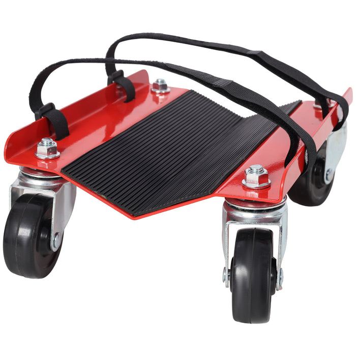 Heavy Duty Snowmobile Dolly V Slide With 2.5" Swivel Casters, Rubber Pad, 1500Lbs Capacity Steel - Red