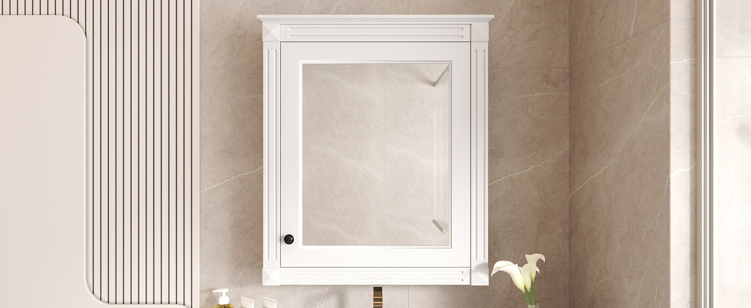 Wall Mounted Bathroom Storage Cabinet With Mirror, Medicine Cabinet With Height Adjustable Shelf