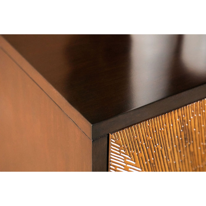 Capri - 4 Door Accent Cabinet - Brown / Gold