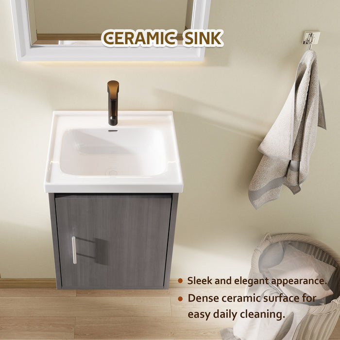 Floating Bathroom Vanity Combo, Wall Mounted Cabinet With Sink & Soft Close Doors For Small Bathrooms