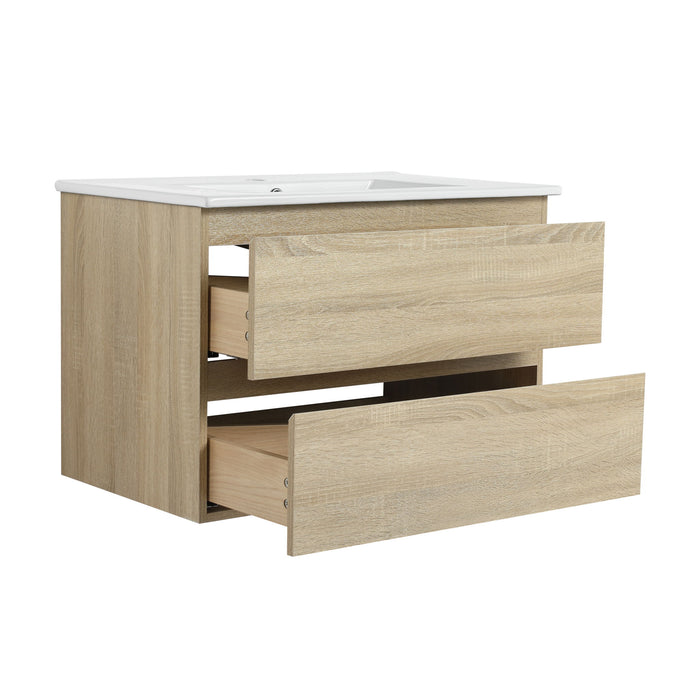 Wall Mounted Bathroom Vanity & Sink, 2 Soft Close Drawers