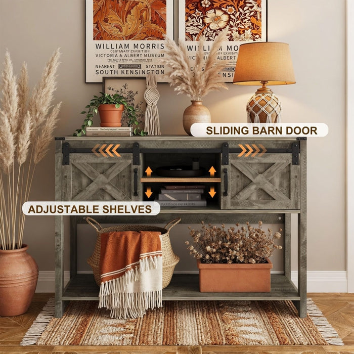 Farmhouse Entryway Table With Sliding Barn Door