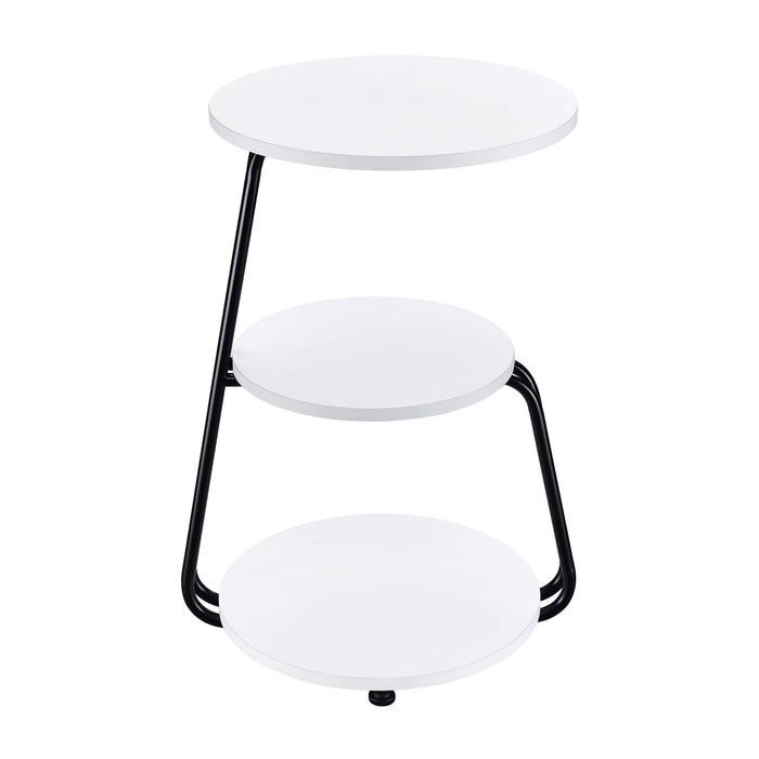 Dixon - 3 Tier Round Accent Side Table With Slim Legs - White / Black