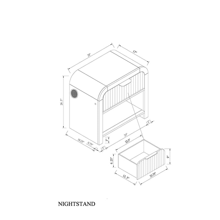 Beverly - 5 Piece Bedroom Set With Fluted Detailing
