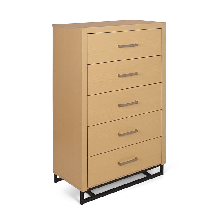 Borah - Contemporary Wood 5 Drawer Dresser - Natural