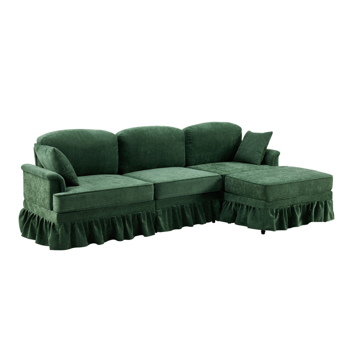 Cloud Sofa With Removable Ruffled Skirt With Ottoman And Flared Arms