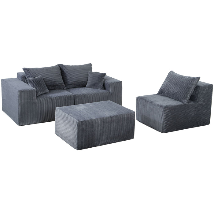 Modular Sectional Sofa, Convertible Couch With Chaise Corduroy