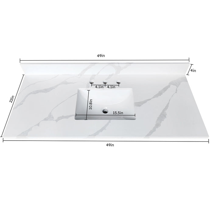 Bathroom Vanity Top With Undermount Sink, 3 Pre Drilled Holes