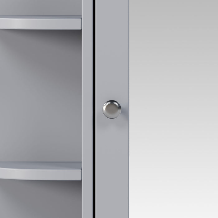 Bathroom Wall Storage Cabinet With Mirror And Adjustable Shelf, 6 Open Shelves
