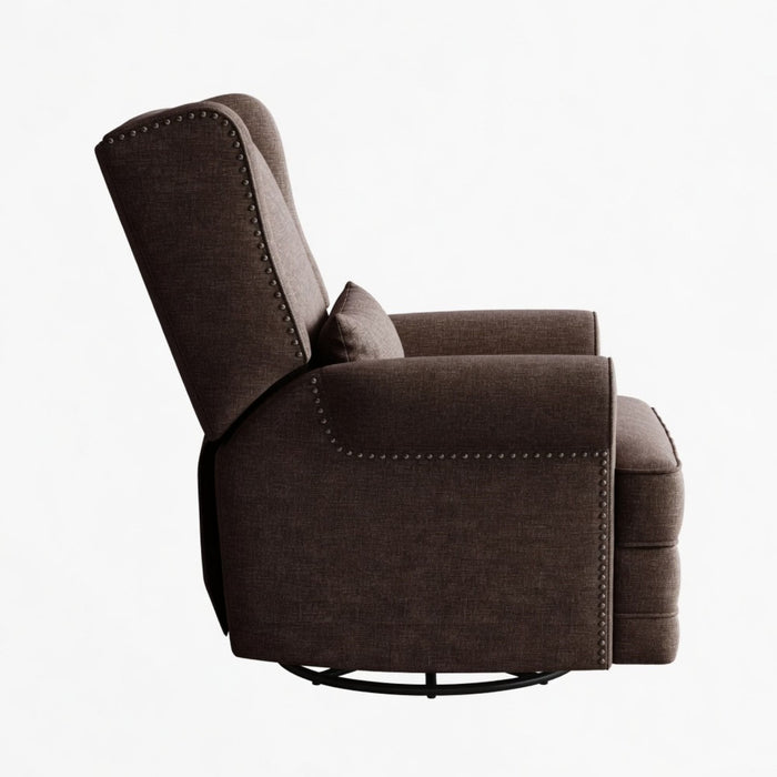 Extra Wide Swivel Recliner Glider Chair With Footrest - Brown