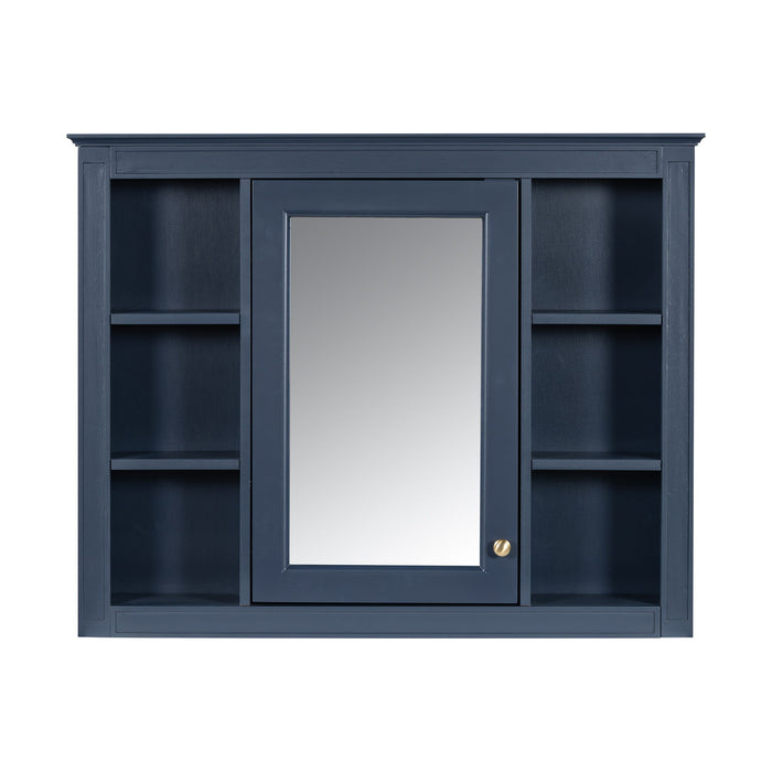 Wall Mounted Medicine Cabinet With Mirror, Storage Cabinet Featuring 6 Open Shelves And Adjustable Interior