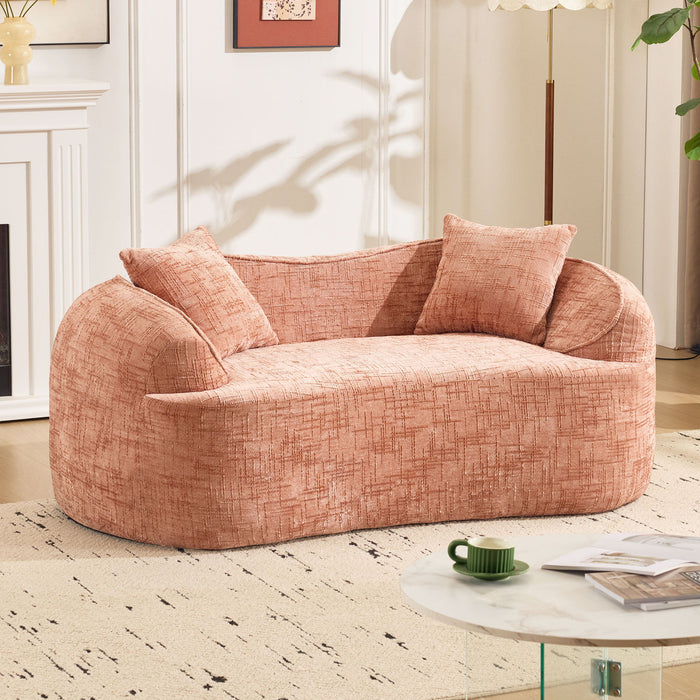 Curved 2 Person Compress Sofa With Armrests, Includes Pillows