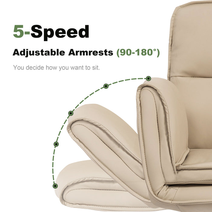 Criss Cross Swivel Desk Chair With Adjustable Armrests & Wheels For Home Office