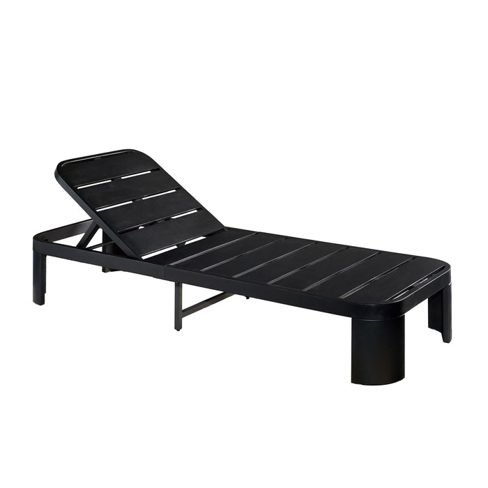 Outdoor Chaise Lounge With Cushion, 5 Position Adjustable Backrest