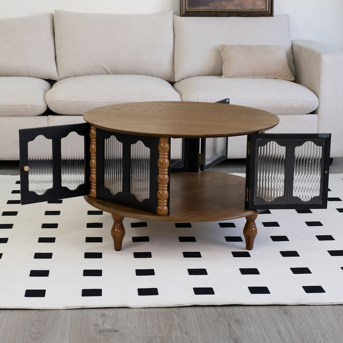 Round 3 Door Storage Coffee Table For Living Room