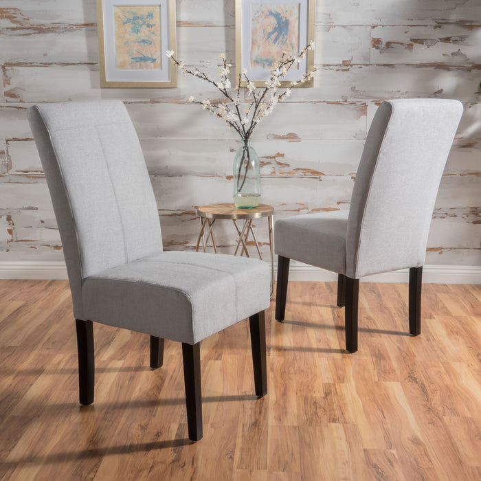 Amaranthine - Upholstered Dining Chair With High Back And Wood Legs (Set of 2) - Light Gray
