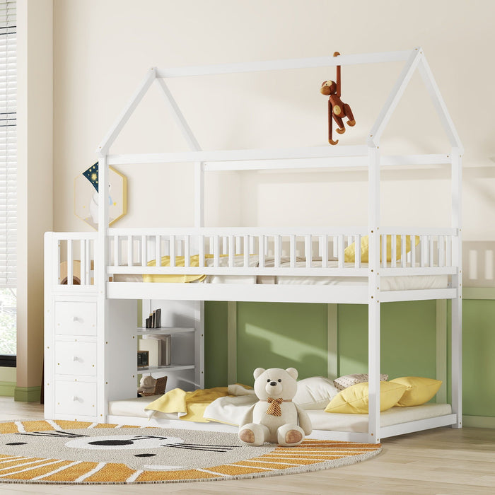 Bunk Bed With Shelves And Drawers, Storage Focused Design