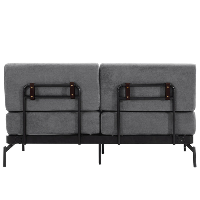 Modern Loveseat Sofa 2 Seater With USB Ports, Cylindrical Armrests