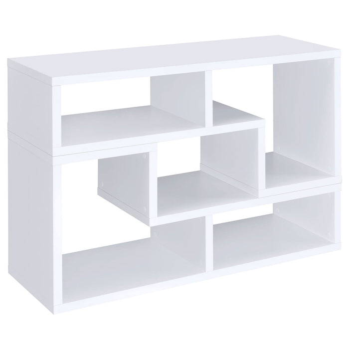 Convertable L-Shaped Bookcase With Open Shelves - White