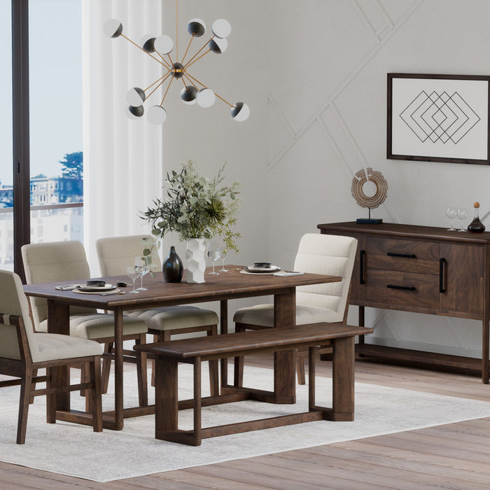 Ronan - Upholstered Side Chair, With Heathered Beige Fabric (Set of 2) - Rich Brown