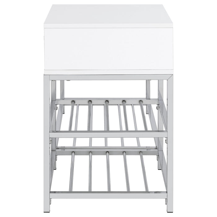 Yesler - 1 Drawer Storage Bench - Glossy White