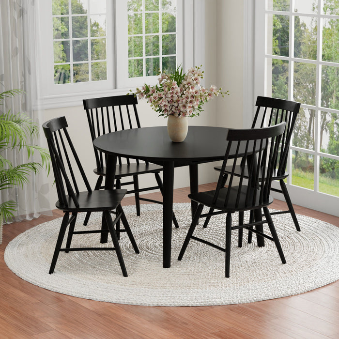 Midland - 47" Round Dining Table With Solid Wood Construction - Black