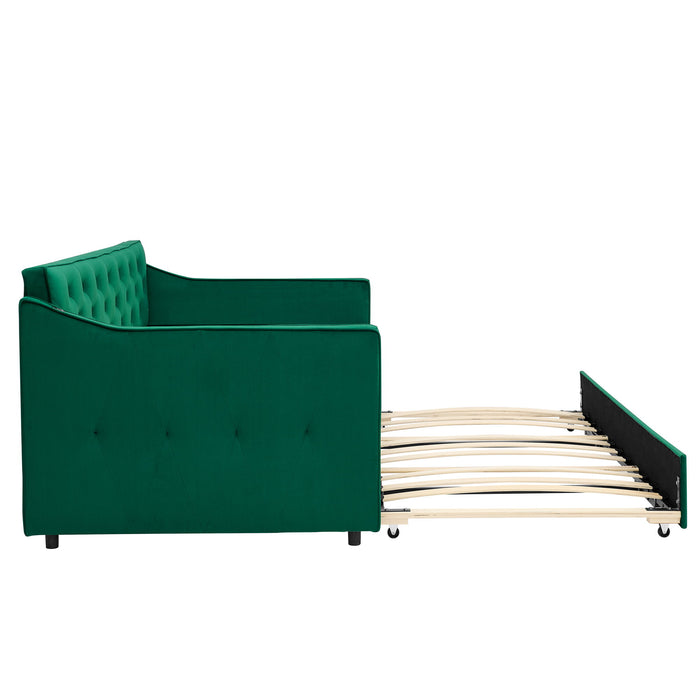 Daybed With Pop Up Trundle And USB Charging Armrest