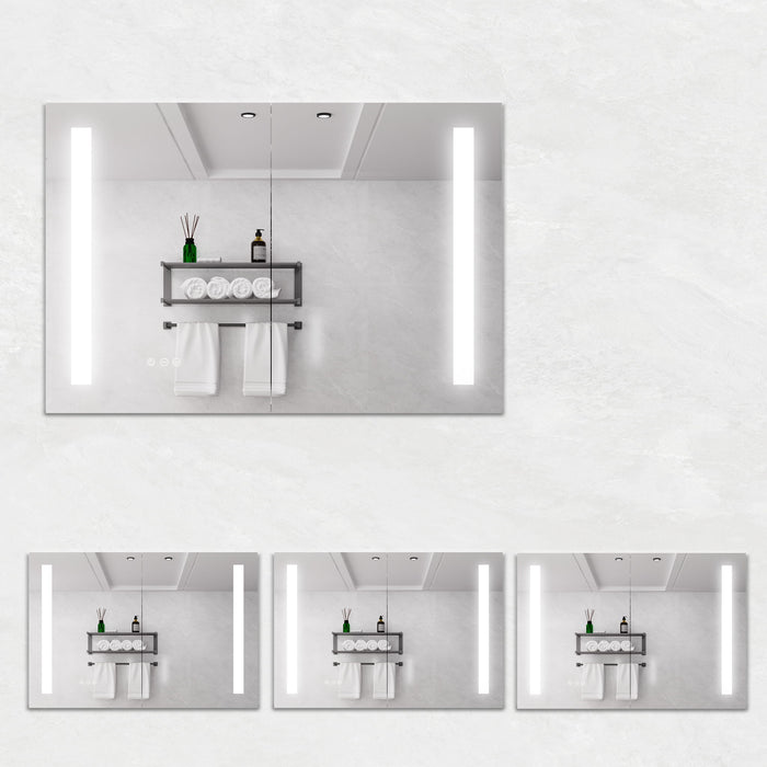 LED Medicine Cabinet With Mirror, Double Door With Defogger, Dimmer, Surface Mount