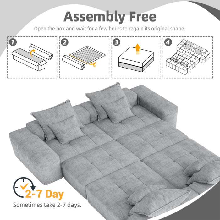 Modern Oversized, Modular Sectional Sofa With Pillows