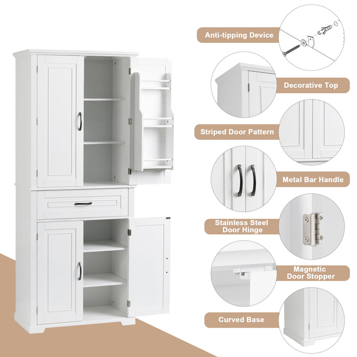 Bathroom Storage Cabinet With Doors And Drawer, Adjustable Shelf