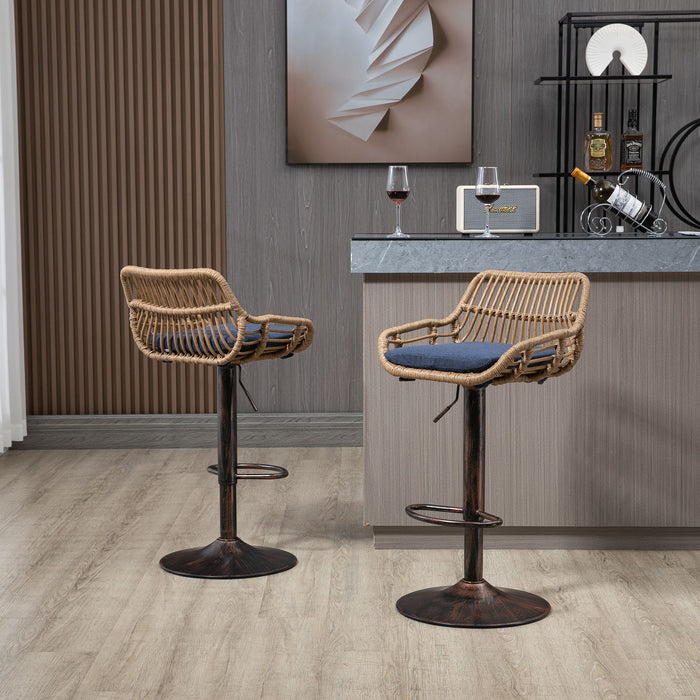 Modern Swivel Bar Stools Adjustable Counter Chairs With Footrest (Set of 2)