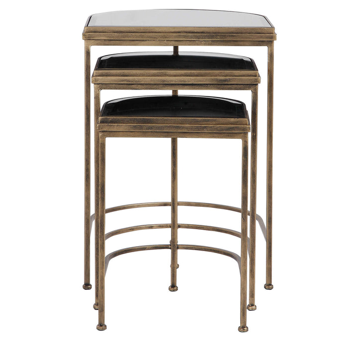 India - Nesting Tables (Set of 3) - Light Brown & Black