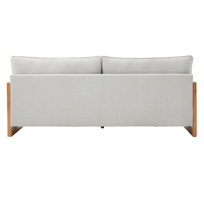 Modern 3 Seater Sofa With Wood Armrests