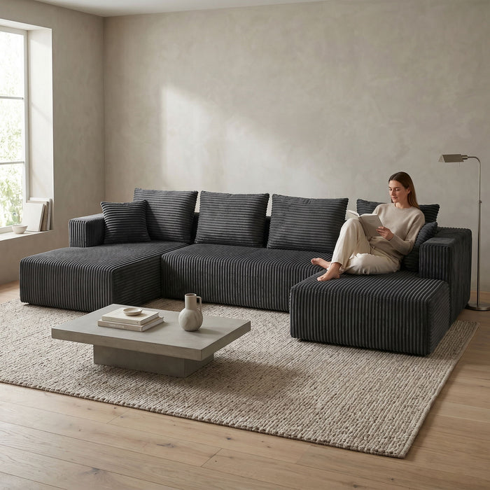 U-Shaped Modular Sectional Sofa With Double Chaise, Oversized Deep Seat For Living Room