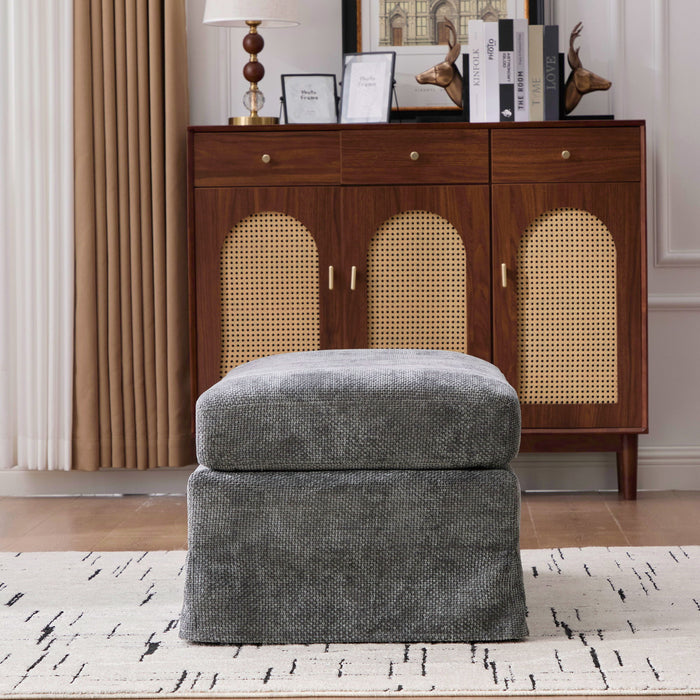 Wide Modern Upholstered Ottoman Foot Stool