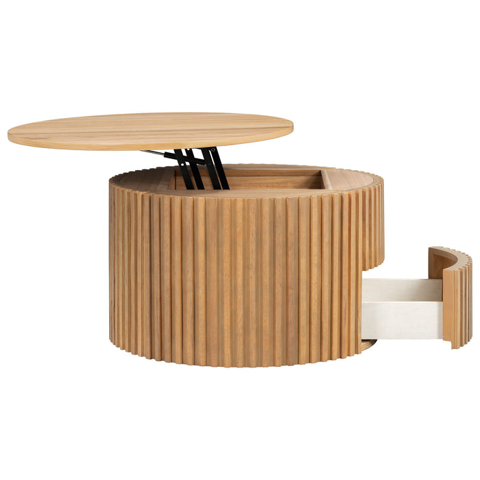 Round Lift Top Coffee Table With Hidden Storage For Living Room