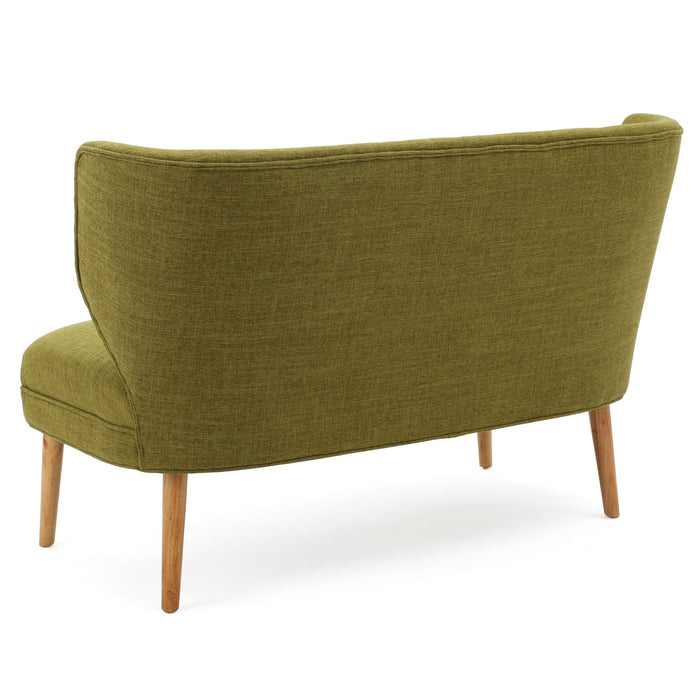 Elegant Classic Upholstered Loveseat With Curved Backrest