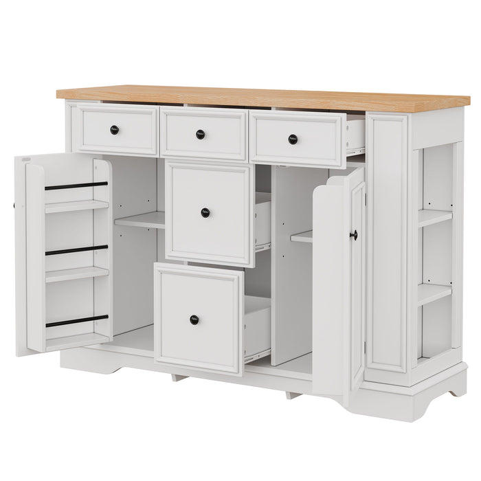 Sideboard Buffet Cabinet With 5 Drawers, 2 Cabinets, Adjustable Shelves