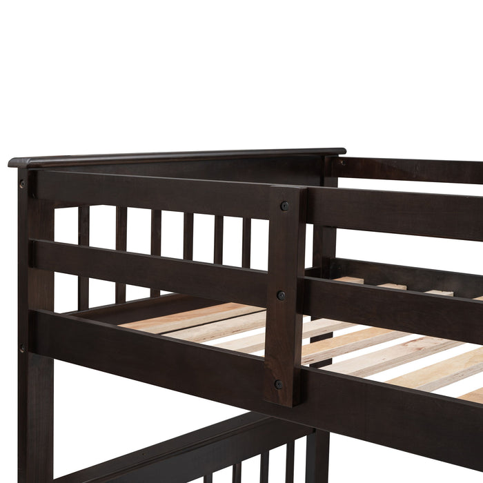 Stairway Bunk Bed With Storage And Guard Rail For Bedroom